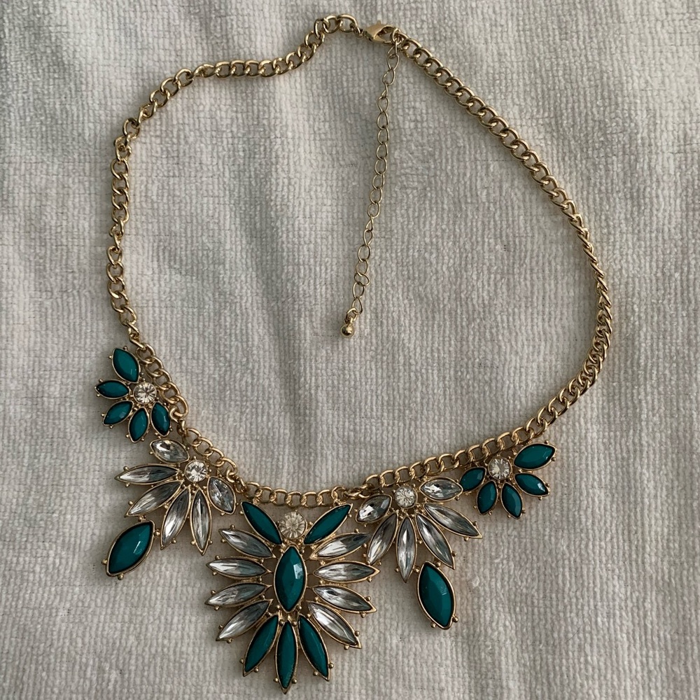 Turquoise and crystal statement necklace